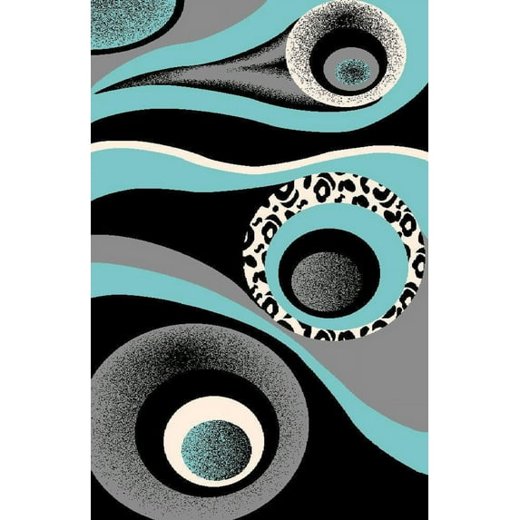 PREMIUM 3D Hand Carved Modern Contemporary Abstract 5X8 5x7 Rug 1504 Turquoise