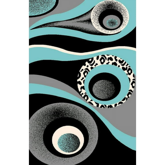 PREMIUM 3D Hand Carved Modern Contemporary Abstract 5X8 5x7 Rug 1504 Turquoise
