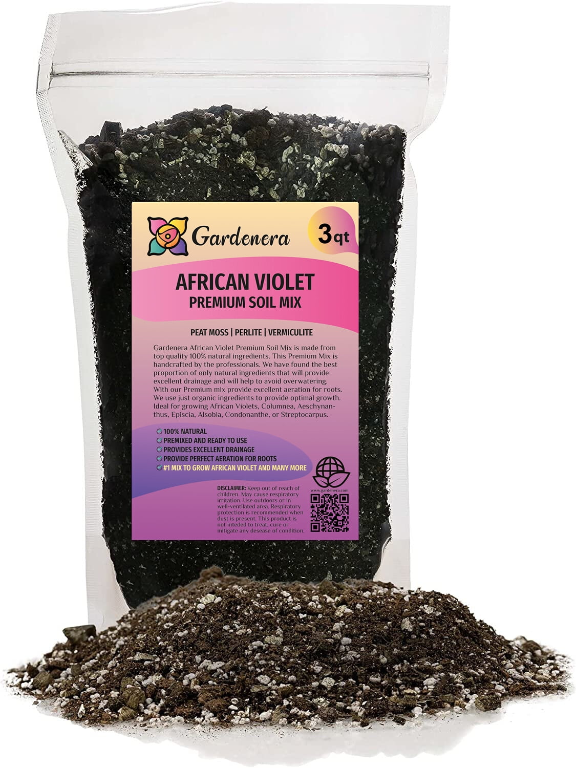 N  LOVA African Violets Soil Mix, Perlite, Vermiculite, Sphagnum Peat, 3  Quart - Walmart.com