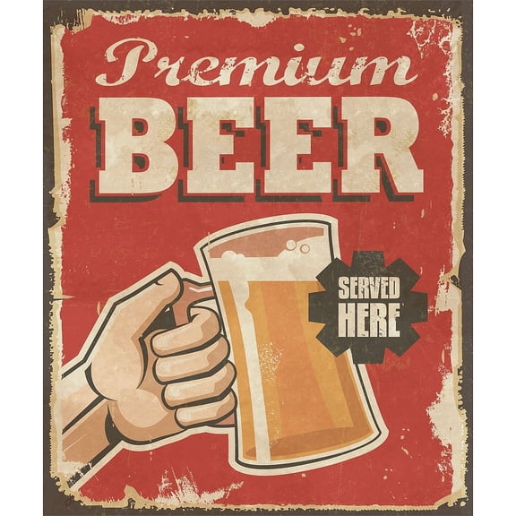 PREMIUM BEER SERVED HERE Distressed-Wood Box 10x12 Sign by Sixtrees