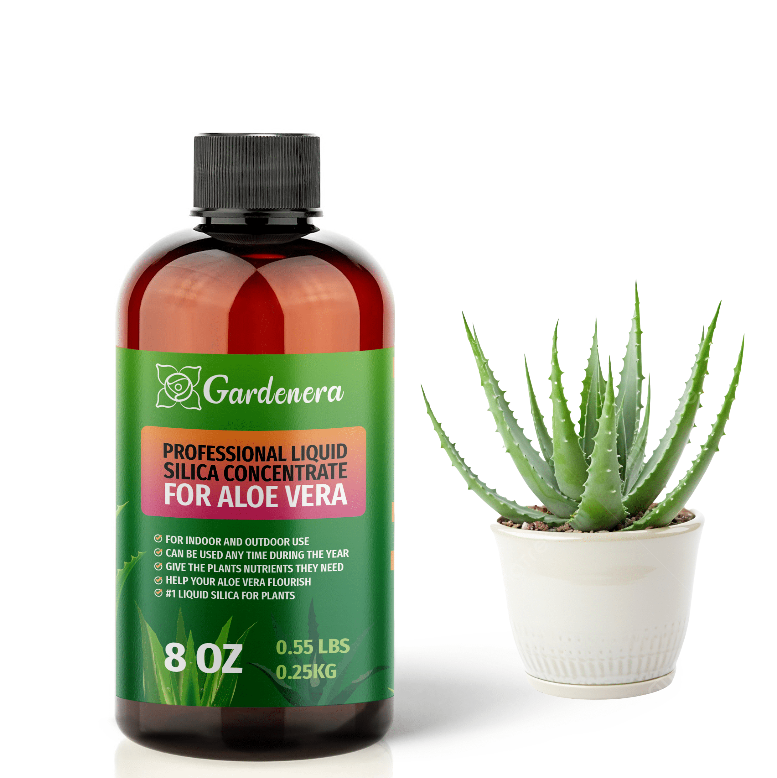 PREMIUM Bioavailable Silica Fertilizer for Aloe Vera  8oz  Ideal for  Hydroponics & Soil  Healthier Plants with Strong Stalks - CONCENTRATE