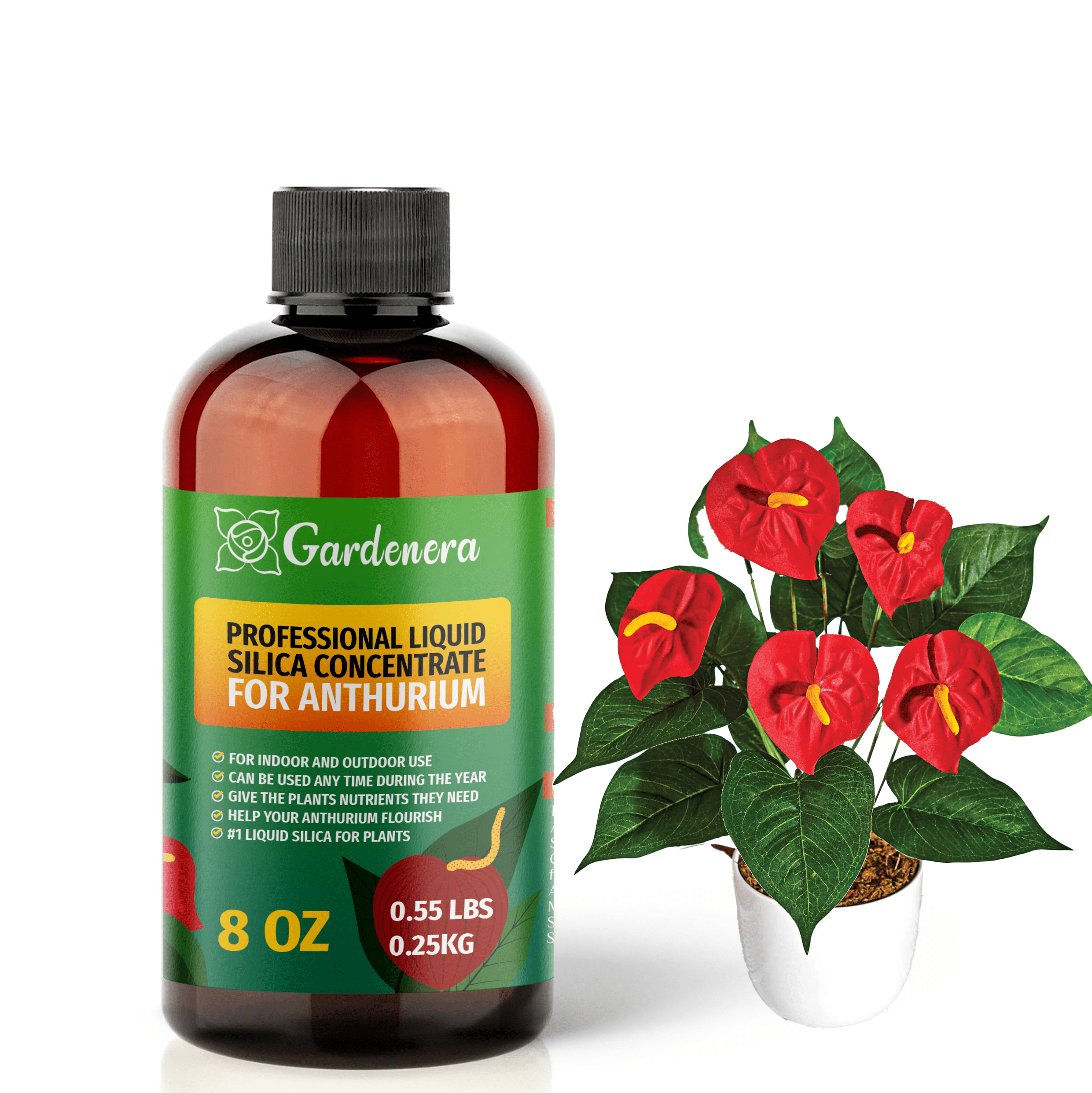 PREMIUM Bioavailable Silica Fertilizer for Anthurium  8oz  Ideal for  Hydroponics & Soil  Healthier Plants with Strong Stalks - CONCENTRATE