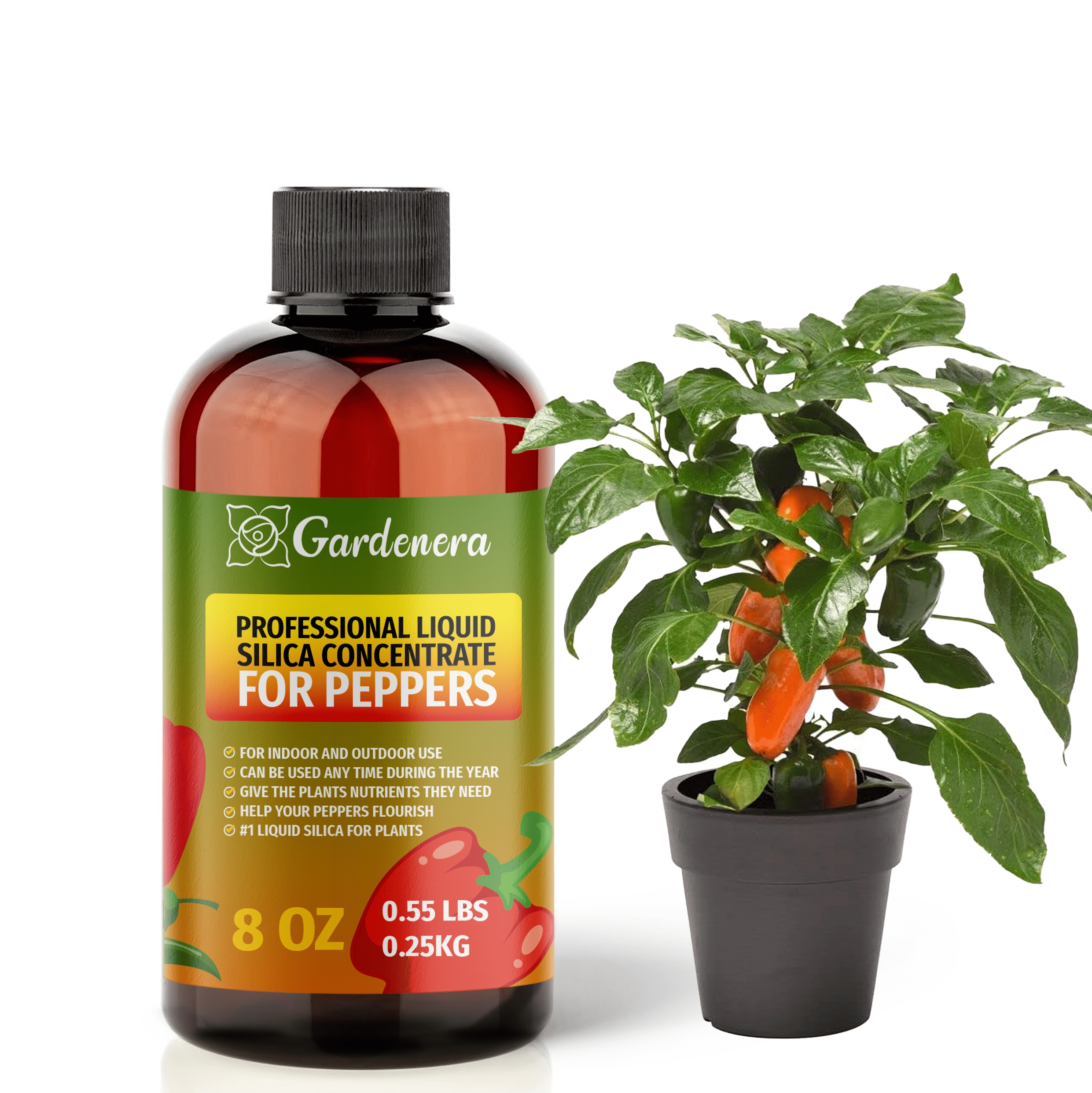 PREMIUM Bioavailable Silica Fertilizer for Peppers  8oz  Ideal for  Hydroponics & Soil  Healthier Plants with Strong Stalks - CONCENTRATE