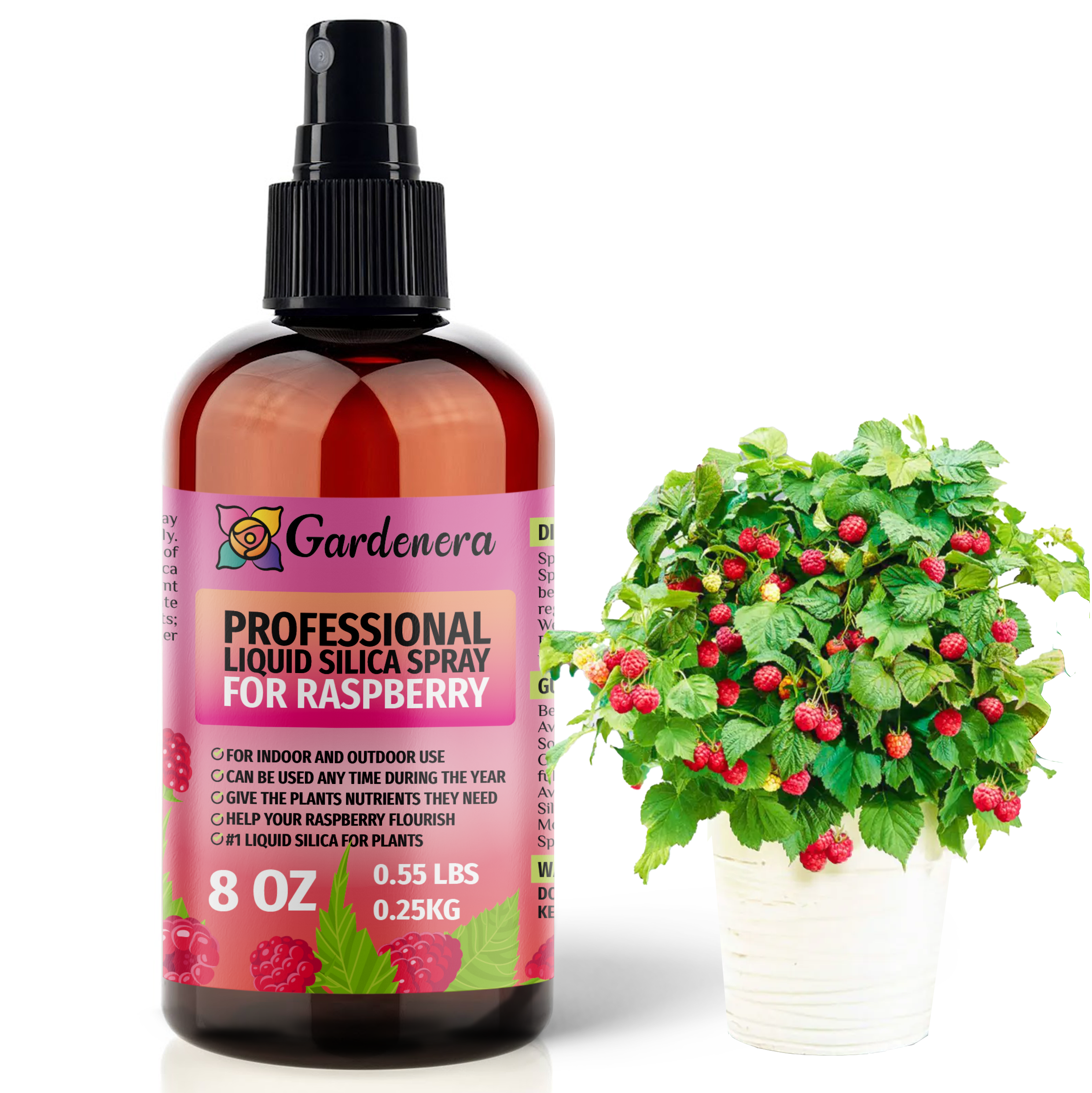 PREMIUM Bioavailable Silica Fertilizer for Raspberry  8oz  Ideal for  Hydroponics & Soil  Healthier Plants with Strong Stalks - SPRAY -  Walmart.com