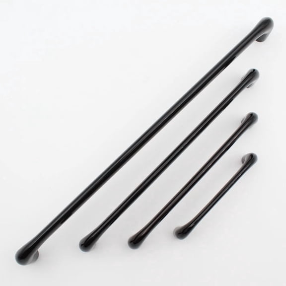 PREMIUM Black shiny Modern Solid Long Pull Bar Handles For Doors Cabinets Cupboards Drawers Appliance Pulls, (Black, Size - 4.3 Inch)