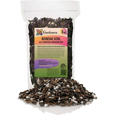 ⭐ PREMIUM Bonsai Soil All Purpose Fast Draining Mix - Pumice, Lava, Calcined Clay and Pine Bark Potting Pre Mixed Bonsai Plant Soil Mixture by ://N ★ LOVA - (3 Quart Bag)