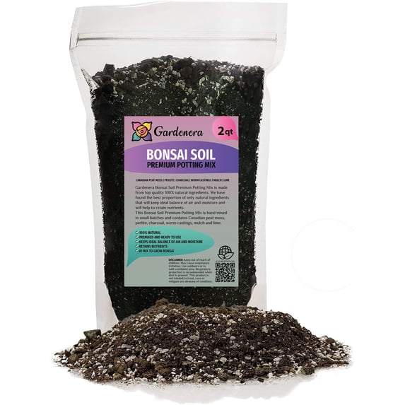 ⭐ PREMIUM Bonsai Soil Potting Mix by Gardenera Labs - Optimal Balance for Healthy Bonsai Growth and Nutrient Retention - 2 QUART