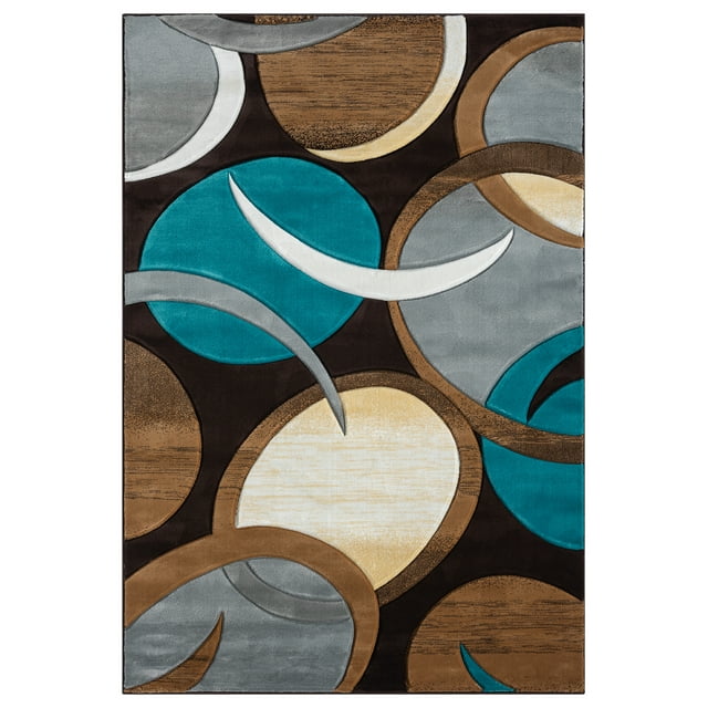 Premium Hand Carved Abstract Modern Rug Contemporary Colorful Thick Carpet Design 1062 (5'2"x7'5",Mocha)
