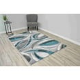 thumbnail image 1 of Premium Hand Carved Abstract Modern Rug Contemporary Colorful Thick Carpet Design 1070 (5'2"x7'5",Turquoise), 1 of 6
