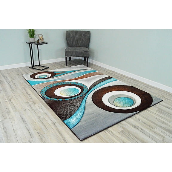 Premium Hand Carved Abstract Modern Rug Contemporary Colorful Thick Carpet Design 1504 (2'6"x3'9",Mocha)