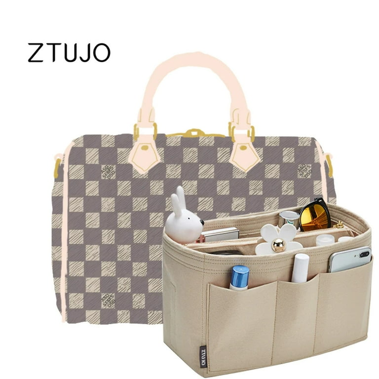 ZTUJO Premium High End Version of Purse Organizer Specially for LV Speedy Nano 25 30 35 Women s Size Fit LV Speedy 25 Beige