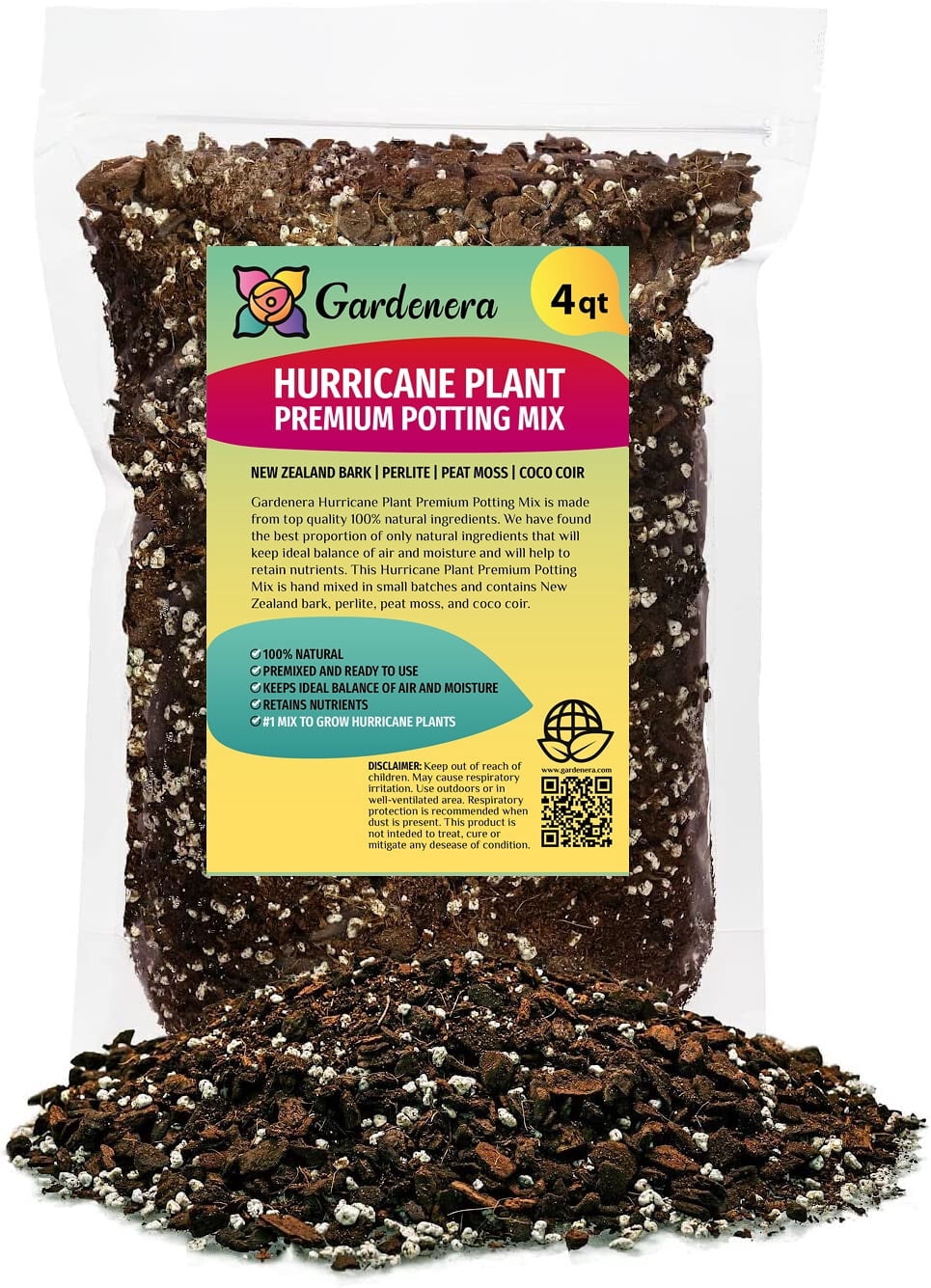 ⭐ PREMIUM Hurricane Plant Soil Blend - Customized to Meet Your Plant's Unique Needs by Gardenera - 4 Quart