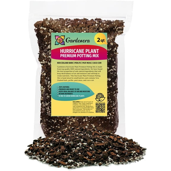 ⭐ PREMIUM Hurricane Plant Soil Mix - Expertly Formulated for Strong and Healthy Roots by Gardenera - 2 Quart