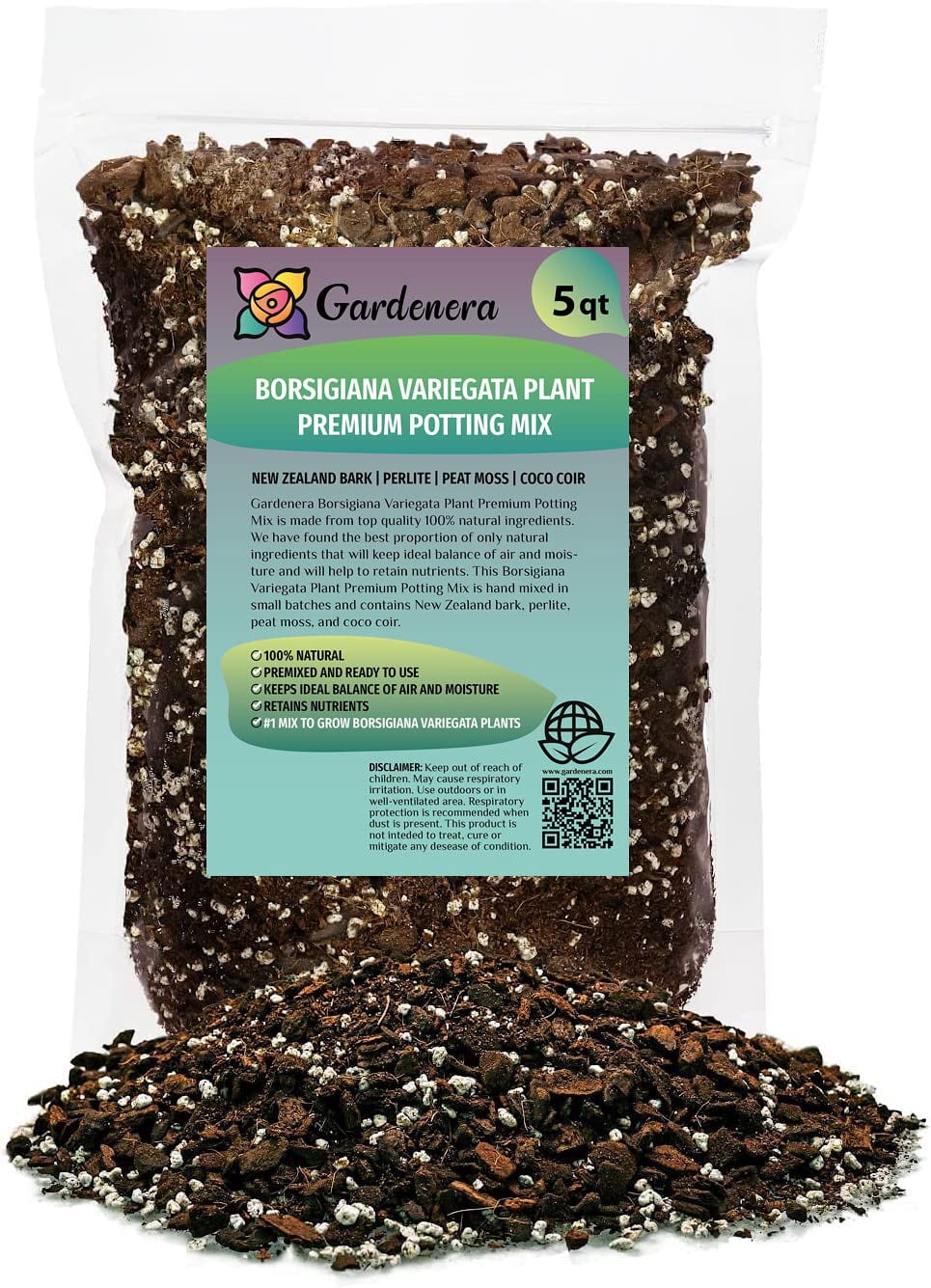 ⭐ PREMIUM Monstera Borsigiana Potting Mix - Moisture Retaining and Root Growth Enhancing by Gardenera Labs - 5 Quart