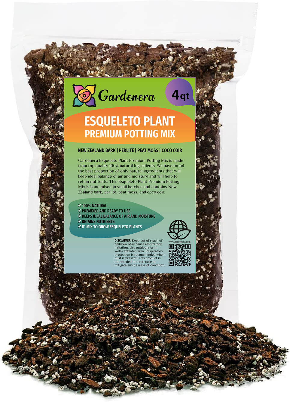⭐ PREMIUM Monstera Esqueleto Soil Blend - Specially Designed to Meet Your Plant's Unique Needs by Gardenera - 4 Quart
