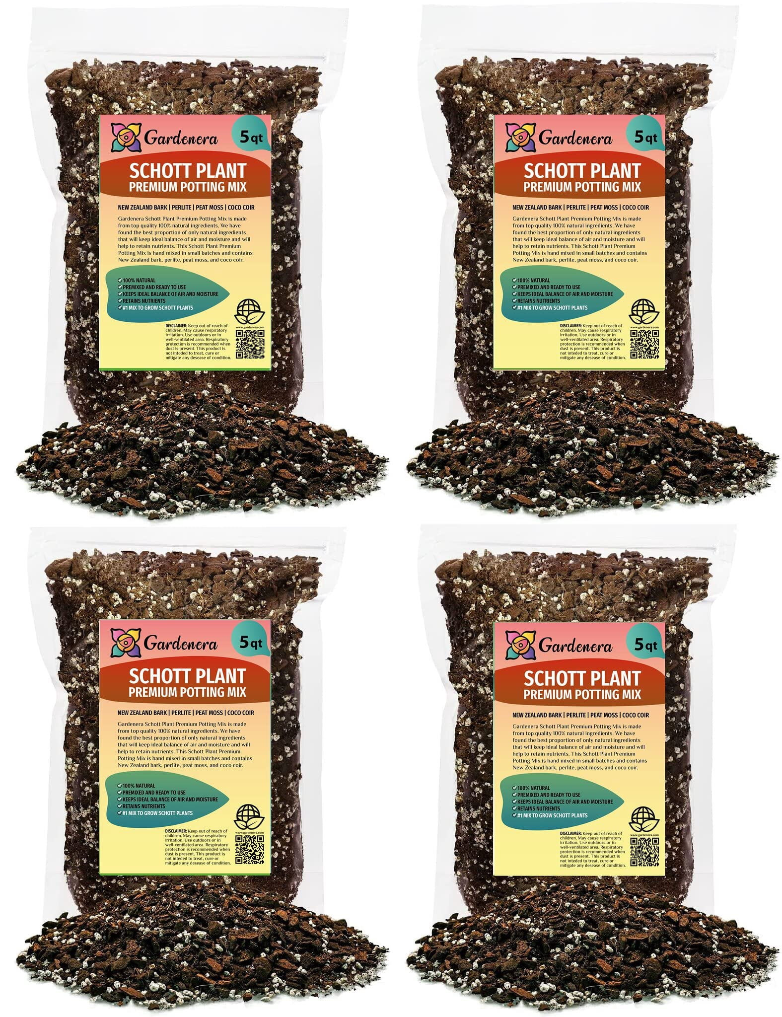⭐ Gardenera Labs Monstera Lechleriana Schott Soil Mix - Trusted by Experts for Strong and Healthy Plants - 20 Quart (4 Bags of 5 Quart)