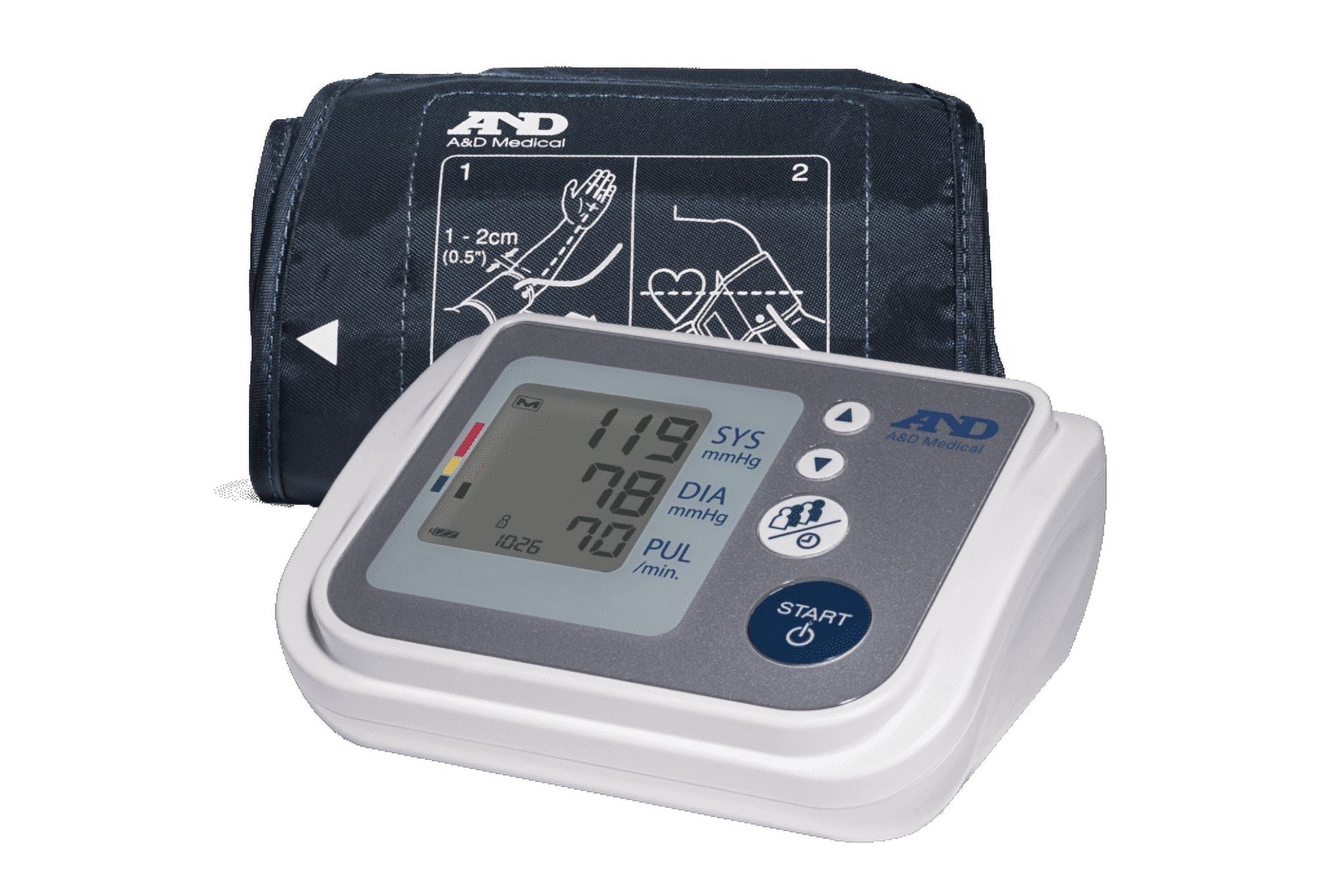 Monitor de presión arterial A&D Medical LifeSource, brazo superior, brazalete ancho, digital (UA-767FAC)