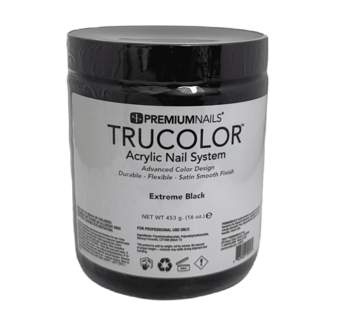 PREMIUM NAILS Trucolor Nail Sculpting Color Powder 16oz - Extreme Black
