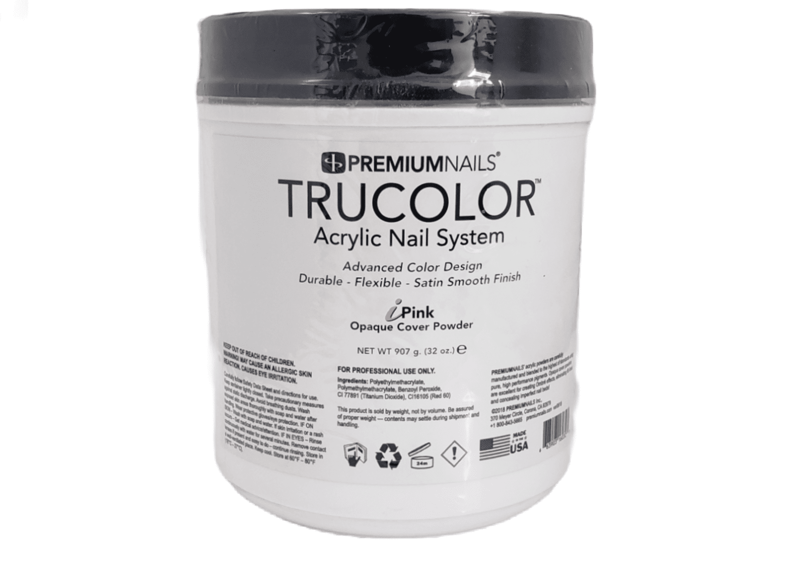 PREMIUM NAILS Trucolor Nail Sculpting Color Powder 32oz - Opaque Cover Powder iUltra PINK