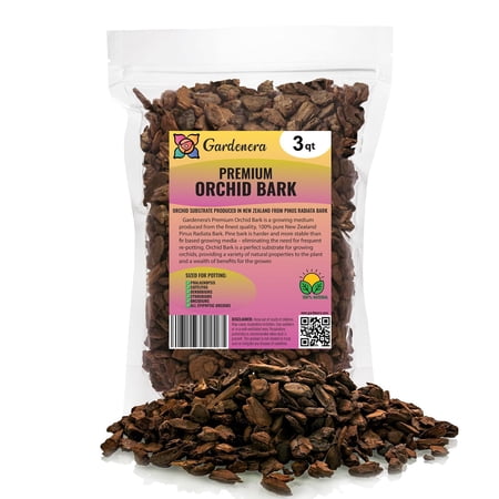 ? PREMIUM New Zealand Pinus Radiata Bark - Organic Hand Mixed New Zealand ORCHIATA Pine Bark for Orchids - Medium Chips 9-12mm - by Gardenera - 3 Quart Bag
