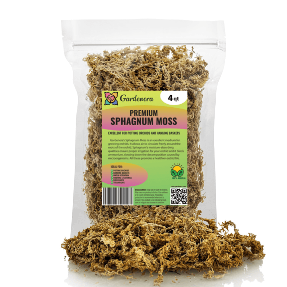 ⭐ PREMIUM New Zealand Sphagnum Moss - Organic Hand Mixed Long Fibered Sphagnum Moss Orchid by Gardenera - (4 Quart Bag)