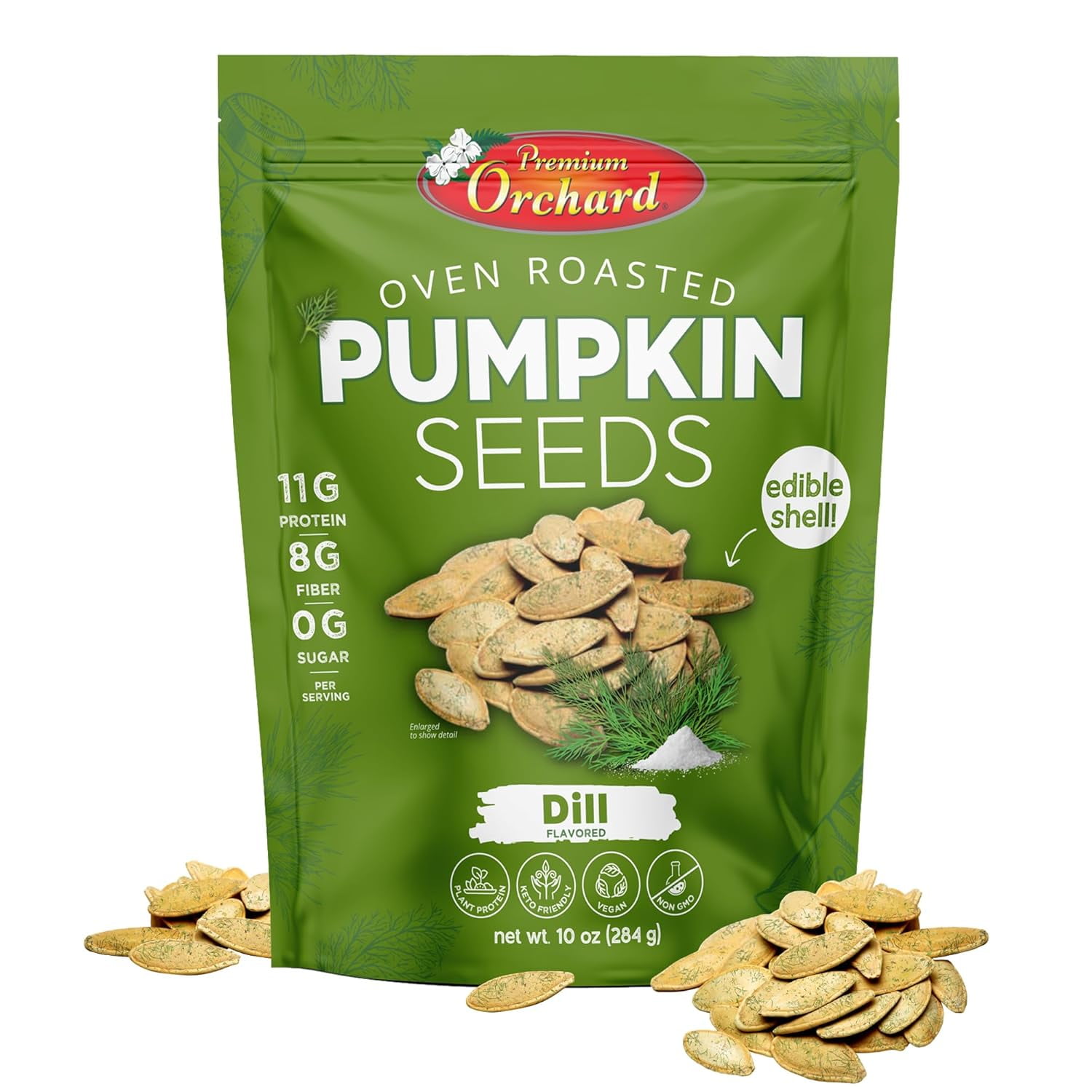 PREMIUM ORCHARD Flavored Pumpkin Seeds Oven Roasted | Dill Flavor