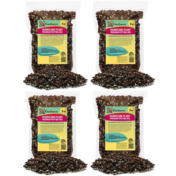 ⭐ PREMIUM Organic Hurricane Plant Soil Mix - Strong and Healthy Plants by Gardenera Labs - 20 Quart (4 Bags of 5 Quart)