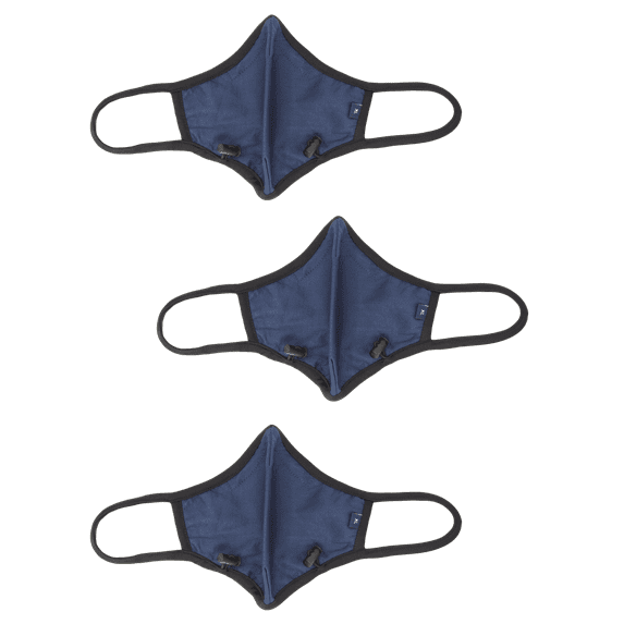 PREMIUM Performance Face Mask with Adjustable Nose Wire Clip and Toggle 4 Layers Reusable Washable Cloth Cover Navy