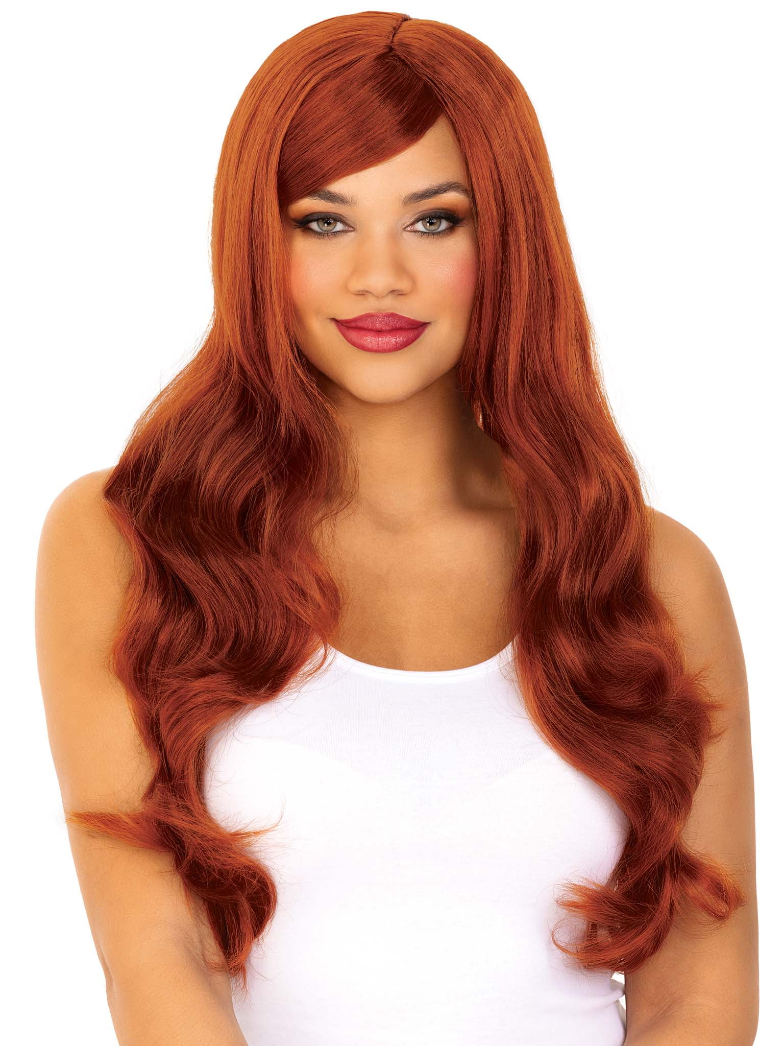 Long Wavy Costume Wig with off Center Part, Red, for Adults, by Wonderland Costume