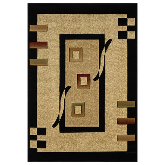 Premium Hand Carved Abstract Modern Rug Contemporary Colorful Thick Carpet Design 1347 (5'2"x7'5",Black)