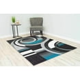 thumbnail image 1 of Premium Hand Carved Abstract Modern Rug Contemporary Colorful Thick Carpet Design 1509 (2'6"x3'9",Turquoise), 1 of 6