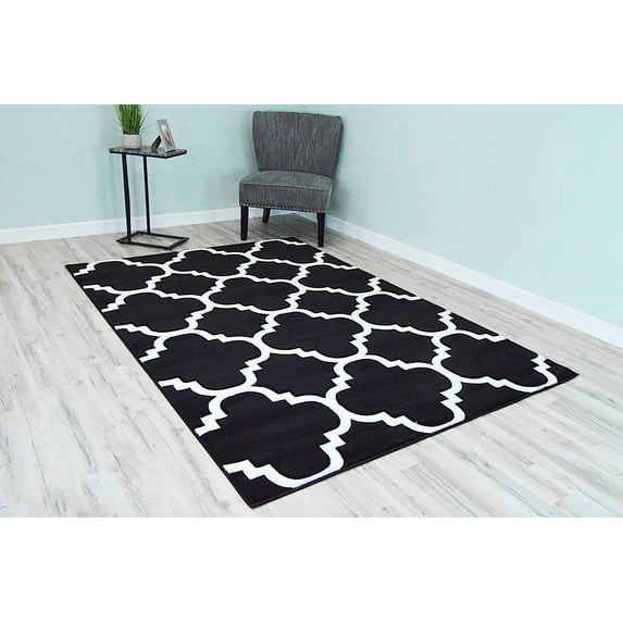 Premium Rug Design 4518 - 5'2"x7'5", Black