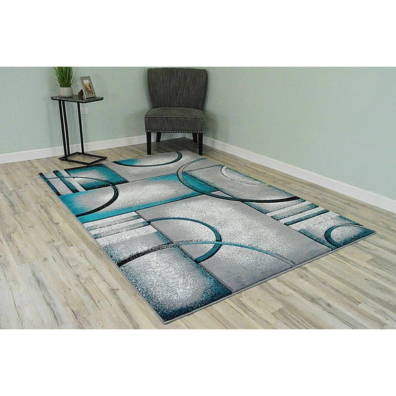 Premium Rug Design 4614 - 2'6"x3'9", Turquoise