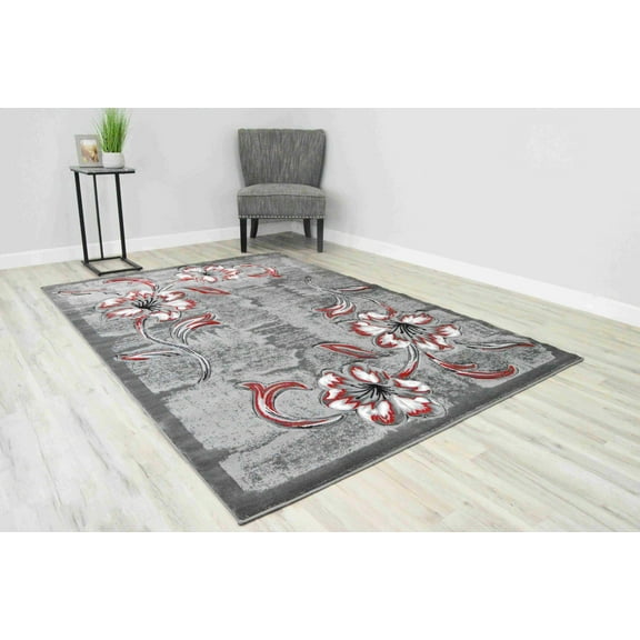 Premium Hand Carved Abstract Modern Rug Contemporary Colorful Thick Carpet Design 6001 (2'6"x3'9",Red)