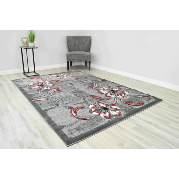 Premium Hand Carved Abstract Modern Rug Contemporary Colorful Thick Carpet Design 6001 (7'8"x10'8",Red)