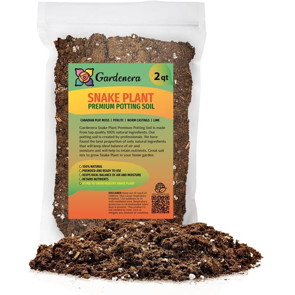 ⭐ PREMIUM Snake Plant Potting Soil Mix - 2 QUART - All-Natural and Organic - Perfect for Potting and Repotting Your Green Sansevieria Trifascatia Zeylanica Plants