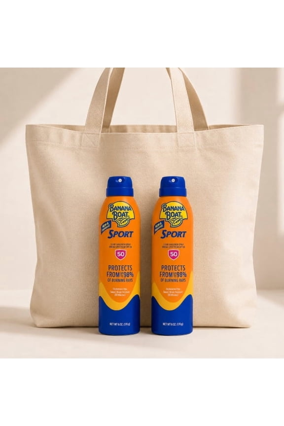 PREMIUM TOTE BAG - 100% COTTON + 2 FREE SPORT SUNSCREEN SPRAY SPF 50 BANANA BOAT