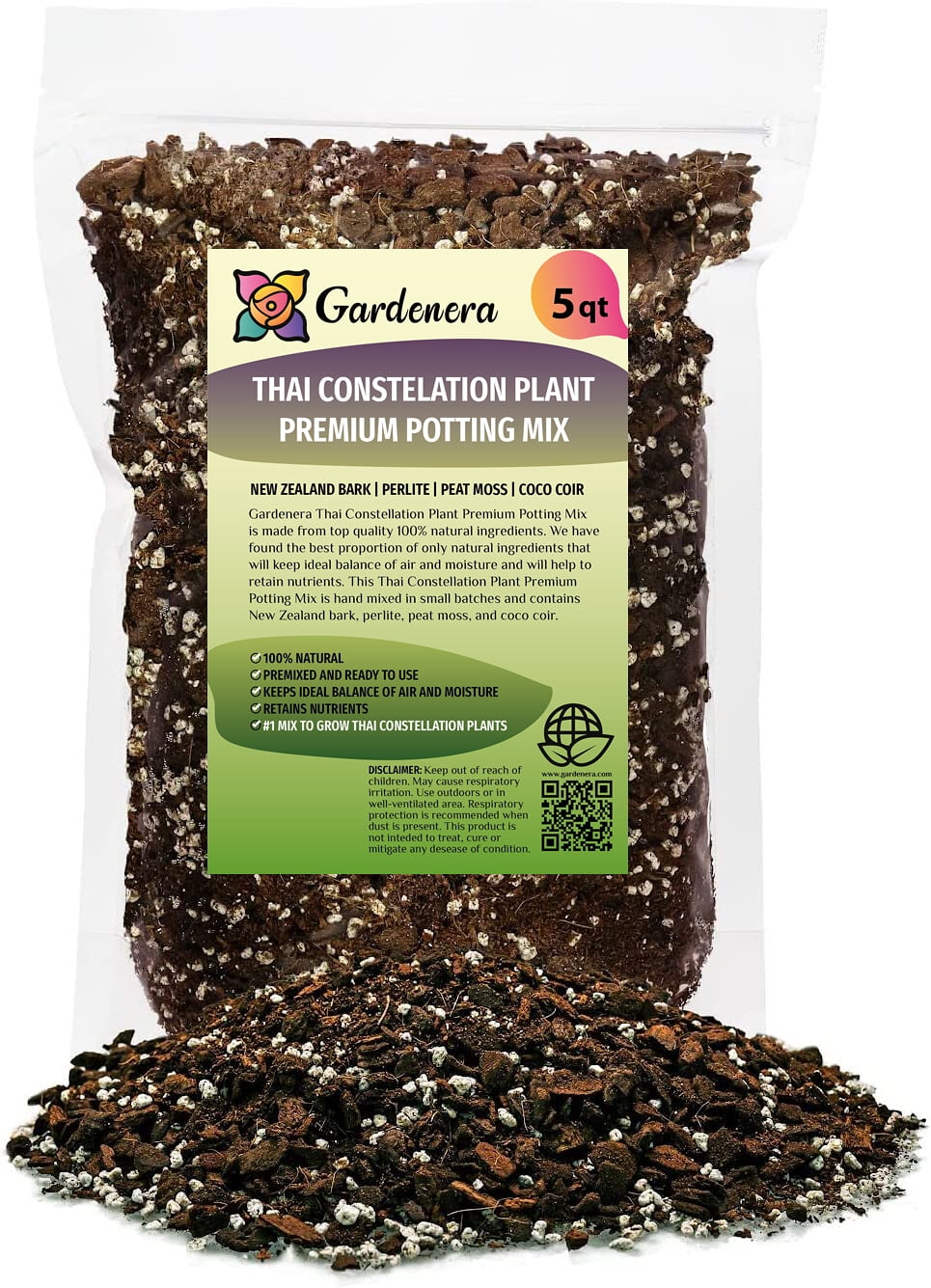 ⭐ PREMIUM Thai Constellation Monstera Potting Mix - Retains Moisture and Promotes Healthy Root Growth by Gardenera - 5 Quart