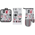 thumbnail image 1 of PREMIUS 3 Piece Printed Kitchen Linen Set, Kitchen Tools, 1 Cotton Towel, 1 Pot Holder, 1 Oven Mitt, 1 of 5