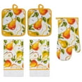 thumbnail image 1 of PREMIUS 5 Piece Printed Kitchen Linen Set, Pears, 2 Cotton Towels, 2 Pot Holders, 1 Oven Mitt, 1 of 8