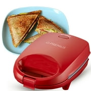 PREMIUS Ceramic Non-Stick Mini Snack Sandwich Maker, Red, 5x4.4 Inch Mold