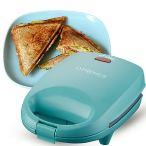 PREMIUS Ceramic Non-Stick Mini Snack Sandwich Maker, Turquoise, 5x4.4 Inch Mold