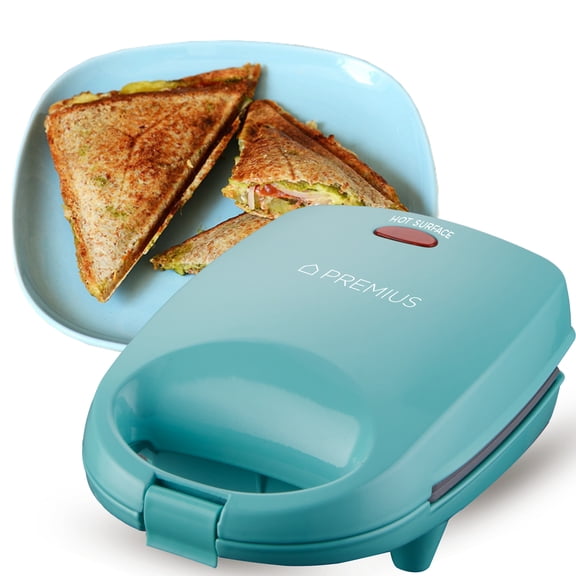 PREMIUS Ceramic Non-Stick Mini Snack Sandwich Maker, Turquoise, 5x4.4 Inch Mold