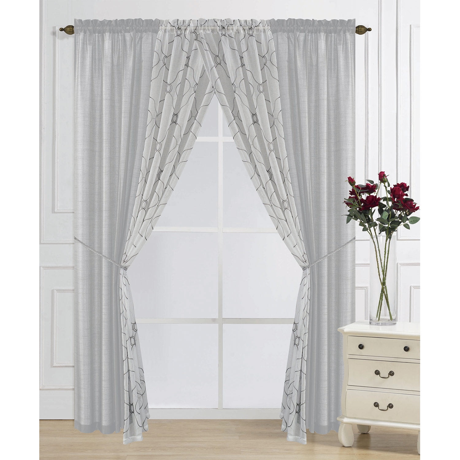 PREMIUS Flame 6 Piece Window Panel Set, Silver-White - Walmart.com