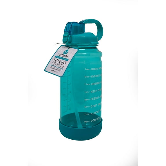PREMIUS Motivational Sport Water Bottle With Straw Top, Teal Blue
, 64 Ounces