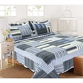 thumbnail image 1 of PREMIUS Reversible Quilt Set, Striped Patchwork, Blue, Full-Queen, 1 of 1