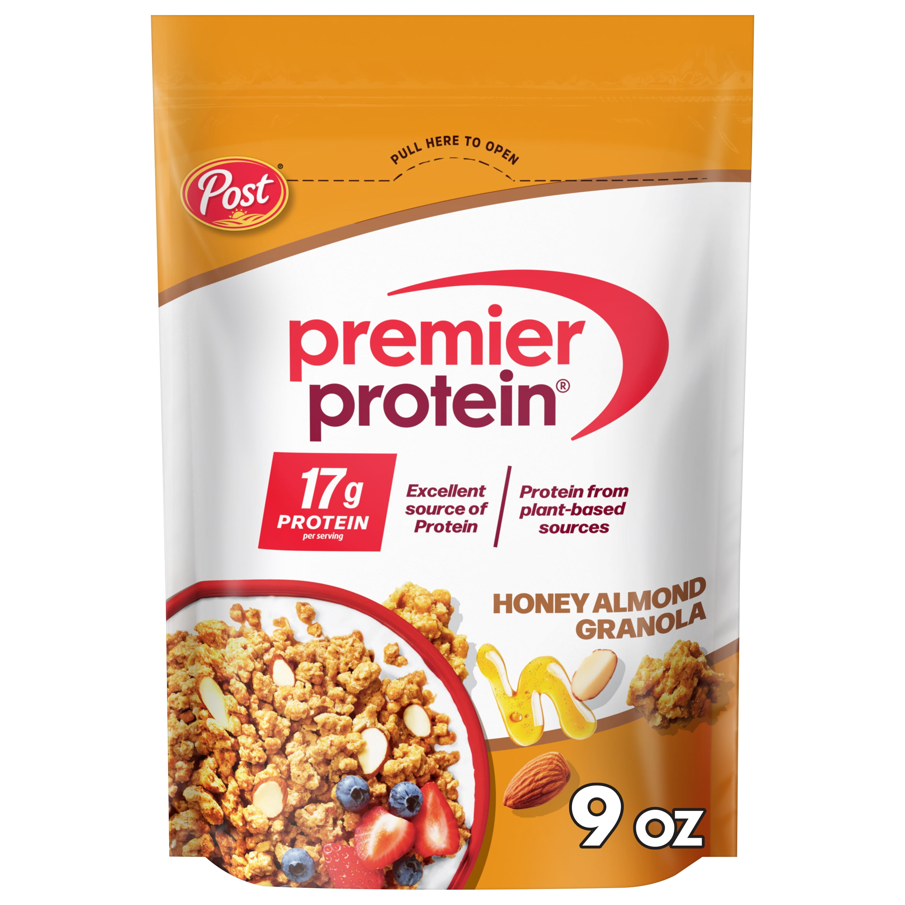 Premier Protein Granola, Honey Almond Flavored Crunchy Clusters, 9