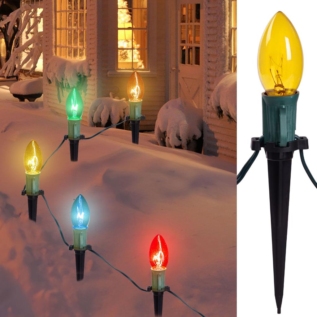 PRESENCE 24 Pcs, 30.75FT Multicolor Pathway Christmas Lights, C9 LED