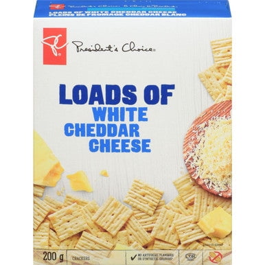 PRESIDENT'S CHOICE Loads Of White Cheddar Cheese Crackers 200g/7.1 oz