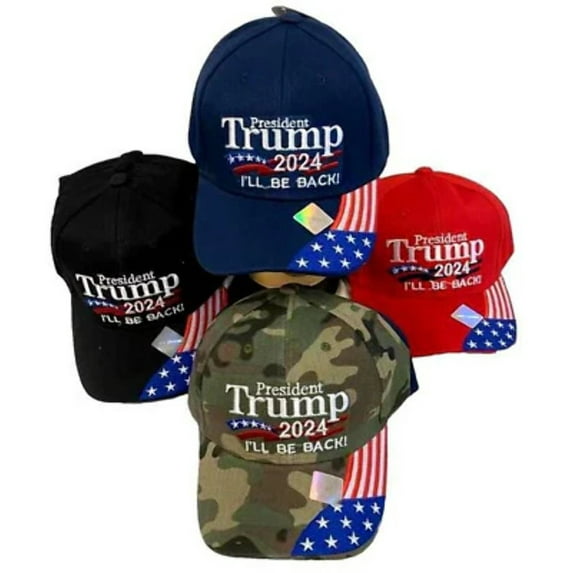 PRESIDENT TRUMP 2024 I'LL BE BACK USA PATRIOTIC EMBROIDERED HAT CAP (CAMO)
